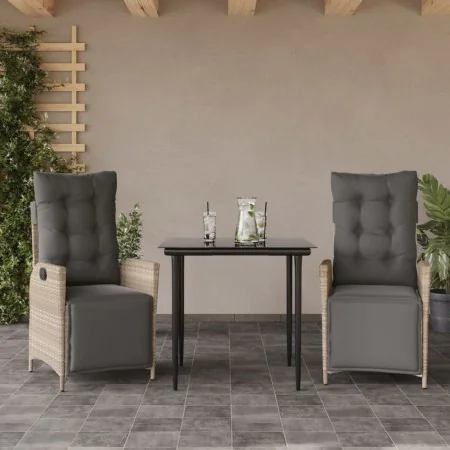 3-piece garden dining set with light gray synthetic rattan cushions by , Garden sets - Ref: Foro24-3213462, Price: 366,81 €, ...