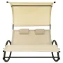 Double sun lounger with cream-colored textilene canopy by vidaXL, Loungers - Ref: Foro24-310548, Price: 209,31 €, Discount: %