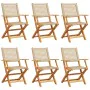 Folding garden chairs 6 pcs solid wood and beige PE rattan by , Garden chairs - Ref: Foro24-3214563, Price: 401,36 €, Discoun...