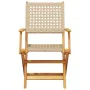 Folding garden chairs 6 pcs solid wood and beige PE rattan by , Garden chairs - Ref: Foro24-3214563, Price: 401,36 €, Discoun...