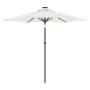 Garden umbrella with LED lights, white steel post, 225x225x212cm. by , Umbrellas - Ref: Foro24-4005066, Price: 73,86 €, Disco...