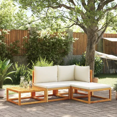 Solid acacia wood garden sofa set with 4 cushions. by , Garden sets - Ref: Foro24-3278916, Price: 388,25 €, Discount: %