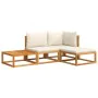 Solid acacia wood garden sofa set with 4 cushions. by , Garden sets - Ref: Foro24-3278916, Price: 388,25 €, Discount: %