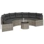 Halbrundes Gartensofa mit Tisch und grauen PE-Rattan-Kissen. von , Outdoor-Sofas - Ref: Foro24-3318527, Preis: 457,05 €, Raba...