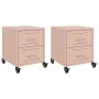 Bedside tables 2 units pink steel 36x39x43.5 cm by , Nightstands - Ref: Foro24-846629, Price: 130,15 €, Discount: %