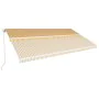 Retractable manual awning in yellow and white, 600x300 cm. by , Awnings - Ref: Foro24-3051225, Price: 486,08 €, Discount: %