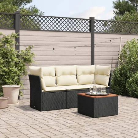 4-piece garden sofa set with black synthetic rattan cushions by , Garden sets - Ref: Foro24-3255797, Price: 238,66 €, Discoun...