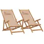 Folding beach chairs, 2 units, taupe fabric and solid wood by , Garden chairs - Ref: Foro24-3214488, Price: 150,20 €, Discoun...