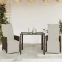 Garden table and 3-piece chair set with brown synthetic rattan cushions. by , Garden sets - Ref: Foro24-3276915, Price: 329,8...