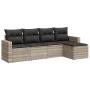 Gartensofa-Set und Kissen, 5-teilig, aus hellem grauem Kunststoff-Rattan. von , Gartensets - Ref: Foro24-3218882, Preis: 361,...