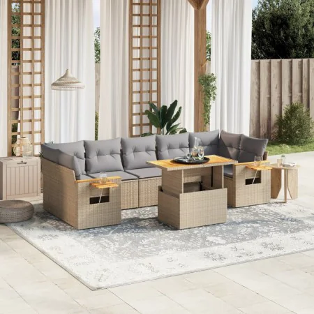 Garden sofa set with beige cushions, 8 pieces, PE rattan. by , Garden sets - Ref: Foro24-3271668, Price: 634,73 €, Discount: %