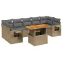 Garden sofa set with beige cushions, 8 pieces, PE rattan. by , Garden sets - Ref: Foro24-3271668, Price: 634,73 €, Discount: %