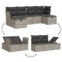 Garden sofa set 6 pieces and gray synthetic rattan cushions by , Garden sets - Ref: Foro24-3263548, Price: 416,71 €, Discount: %