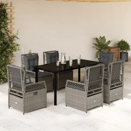 Garden dining set 7 pieces and light gray synthetic rattan cushions by , Garden sets - Ref: Foro24-3263038, Price: 777,64 €, ...