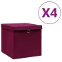 Aufbewahrungsboxen mit Deckel 4 Stück 28x28x28 cm dunkelrot von vidaXL, Aufbewahrungskörbe - Ref: Foro24-325200, Preis: 29,63...