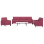 Three-piece velvet sofa set with red wine cushions by , Sofas - Ref: Foro24-3278435, Price: 640,09 €, Discount: %