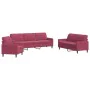 Three-piece velvet sofa set with red wine cushions by , Sofas - Ref: Foro24-3278435, Price: 640,09 €, Discount: %