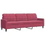 Three-piece velvet sofa set with red wine cushions by , Sofas - Ref: Foro24-3278435, Price: 640,09 €, Discount: %