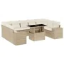 Gartensofa-Set mit 10-teiligen beigen Kissen aus synthetischem Rattan. von , Gartensets - Ref: Foro24-3269368, Preis: 825,46 ...