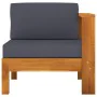 Mittelsofa mit 1 Armlehne aus dunkelgrauem Akazienholz von vidaXL, Modulare Sofas für den Außenbereich - Ref: Foro24-310643, ...