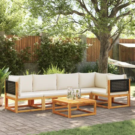 Gartensofa-Set mit 6-teiligen massiven Akazienholz-Kissen. von , Gartensets - Ref: Foro24-3278875, Preis: 684,39 €, Rabatt: %