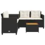 L-shaped garden sofa with table and black PE rattan cushions by , Garden sets - Ref: Foro24-369036, Price: 365,29 €, Discount: %