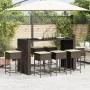 9-piece garden bar set with brown PE rattan cushions by , Garden sets - Ref: Foro24-3261512, Price: 544,37 €, Discount: %