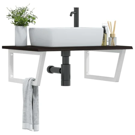 Wall-mounted steel and solid oak wood sink shelf by , bathroom vanities - Ref: Foro24-3302658, Price: 81,81 €, Discount: %