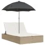 Double sun lounger with cushions and beige synthetic rattan umbrella by , Loungers - Ref: Foro24-368085, Price: 309,70 €, Dis...