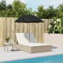 Double sun lounger with cushions and beige synthetic rattan umbrella by , Loungers - Ref: Foro24-368085, Price: 309,70 €, Dis...