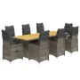 Garden table and 9-piece chair set with gray synthetic rattan cushions. by , Garden sets - Ref: Foro24-3277277, Price: 1,00 €...