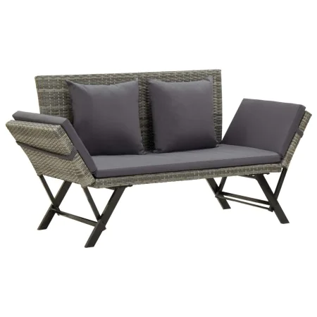 Garden bench with gray synthetic rattan cushions 176 cm by , garden benches - Ref: Foro24-317183, Price: 238,20 €, Discount: %