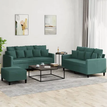 Dreiteiliges Sofaset mit dunkelgrünen Samtkissen. von , Sofas - Ref: Foro24-3201712, Preis: 518,73 €, Rabatt: %