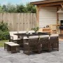 Garten-Essgruppe 11-teilig mit braunen Kunststoff-Rattan-Kissen. von , Gartensets - Ref: Foro24-3210789, Preis: 545,04 €, Rab...