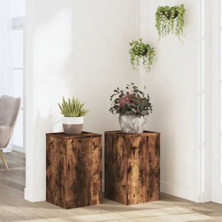 Plant stands 2 units smoked oak wood 30x30x50 cm by , Pot stands - Ref: Foro24-852919, Price: 65,82 €, Discount: %