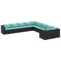 Set of garden sofas and cushions 10 pieces synthetic black rattan by , Garden sets - Ref: Foro24-3308348, Price: 727,55 €, Di...