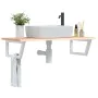 Wall-mounted steel and solid oak wood sink shelf by , bathroom vanities - Ref: Foro24-3302602, Price: 91,96 €, Discount: %