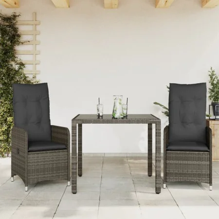 Garden table and 3-piece chair set with gray synthetic rattan cushions by , Garden sets - Ref: Foro24-3277031, Price: 361,31 ...