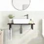 Wall-mounted steel and solid oak wood sink shelf by , bathroom vanities - Ref: Foro24-3302585, Price: 74,17 €, Discount: %