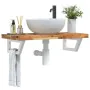 Wall-mounted sink shelf made of stainless steel and solid acacia wood by , bathroom vanities - Ref: Foro24-3302746, Price: 10...