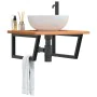 Wall-mounted sink shelf made of steel and solid beech wood by , bathroom vanities - Ref: Foro24-3302511, Price: 91,68 €, Disc...