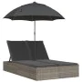 Double sun lounger with cushions and gray synthetic rattan umbrella by , Loungers - Ref: Foro24-368083, Price: 309,70 €, Disc...