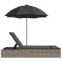 Double sun lounger with cushions and gray synthetic rattan umbrella by , Loungers - Ref: Foro24-368083, Price: 309,70 €, Disc...