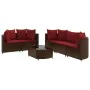 Garden set with 6 pieces of sofas and brown synthetic rattan cushions. by , Garden sets - Ref: Foro24-3308421, Price: 387,66 ...