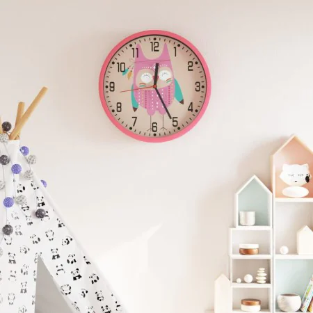 Wall clock made of polystyrene and pink glass Ø25.5 cm by , Wall clocks - Ref: Foro24-4008399, Price: 17,48 €, Discount: %