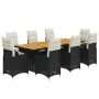 Garden table and chairs set 9 pieces with black PE rattan cushions by , Garden sets - Ref: Foro24-3277271, Price: 1,00 €, Dis...