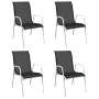 Stackable garden chairs 4 units steel and black textilene by vidaXL, Garden chairs - Ref: Foro24-313071, Price: 151,73 €, Dis...