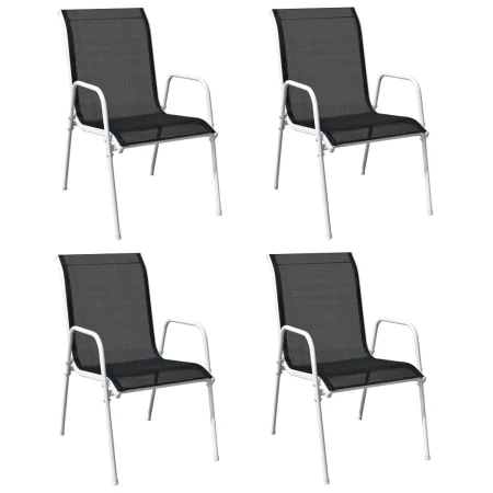 Stackable garden chairs 4 units steel and black textilene by vidaXL, Garden chairs - Ref: Foro24-313071, Price: 151,73 €, Dis...