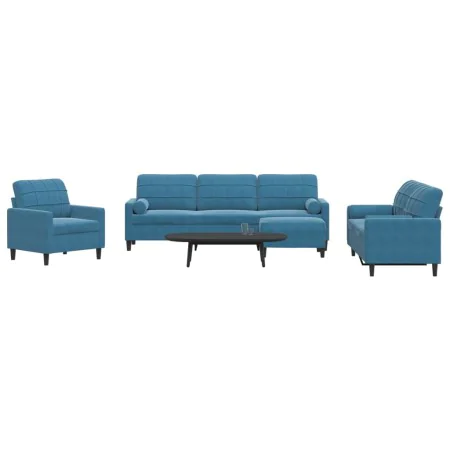 Sofagarnitur mit 4 blauen Samtkissen von , Sofas - Ref: Foro24-3278470, Preis: 728,69 €, Rabatt: %