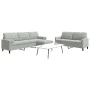 Dreiteiliges Sofaset mit Kissen aus hellgrauem Samt. von , Sofas - Ref: Foro24-3278501, Preis: 608,38 €, Rabatt: %